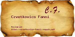Czvetkovics Fanni névjegykártya